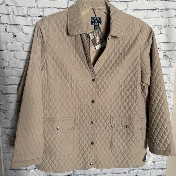 Cutter & Buck Ladies Tan Quilted Jacket, NWT, Side Pockets, Snap Relief, XL - Picture 1 of 10